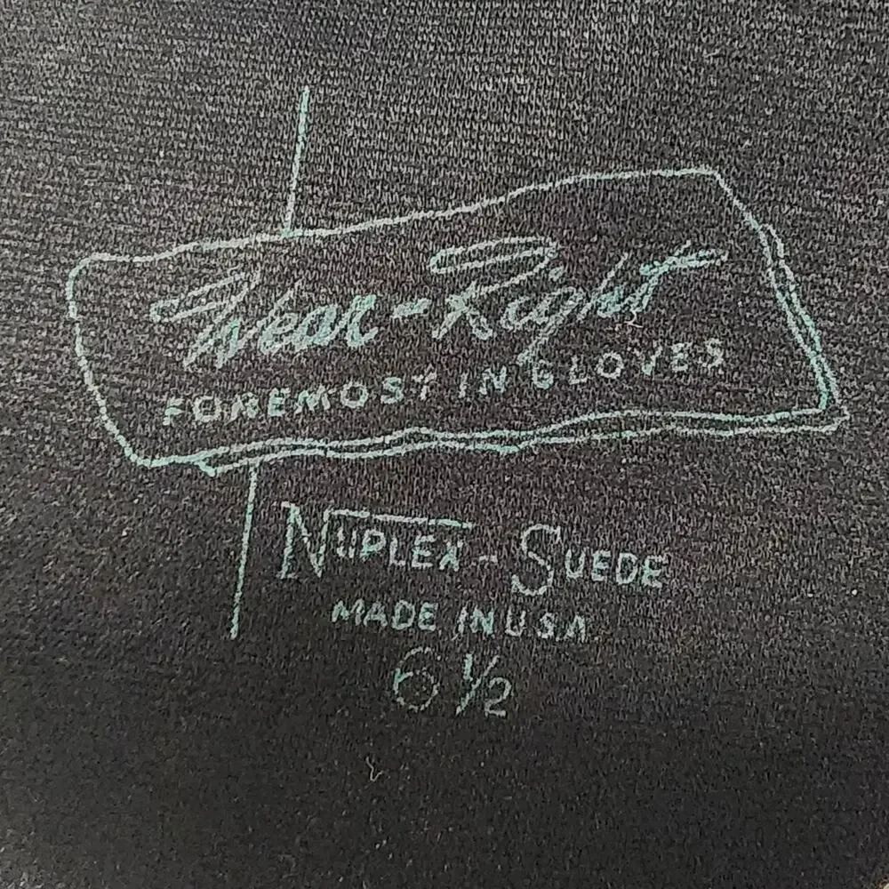 Vintage Wear-right duplex suede gloves Size 6.5 Black